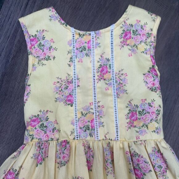LAURA ASHLEY YELLOW FLORAL SLEEVELESS COTTON DRESS SCALLOP HEM FLOWER GIRL 6X - Picture 14 of 15